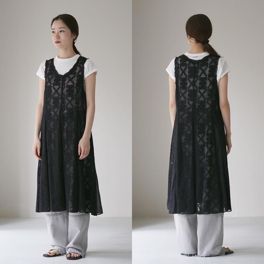 YENN（イェン） クロシェ レースワンピース / ノースリーブ ミドル丈 フレア Aライン かぎ針編み CROCHET LACE DRESSの画像
