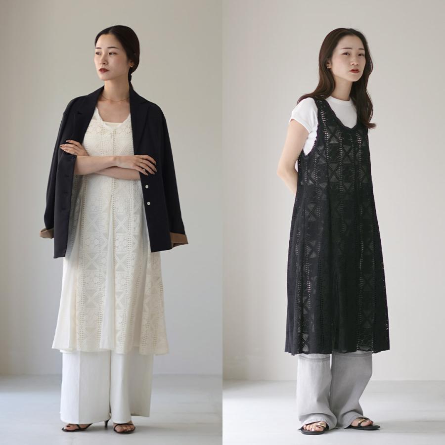 YENN（イェン） クロシェ レースワンピース / ノースリーブ ミドル丈 フレア Aライン かぎ針編み CROCHET LACE DRESSの画像