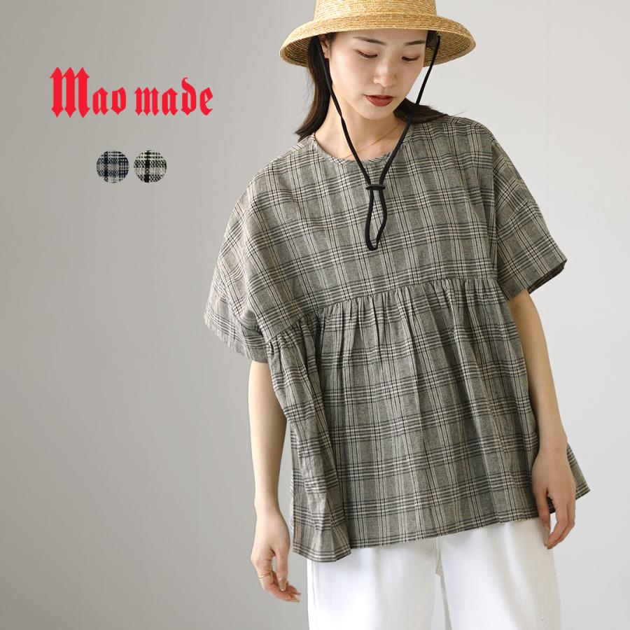 mao made（マオメイド） グレンチェック ブラウス / シャツ 半袖 五分