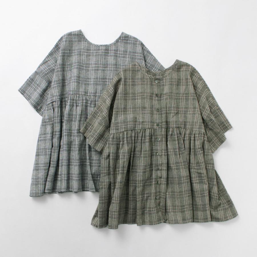 mao made（マオメイド） グレンチェック ブラウス / シャツ 半袖 五分