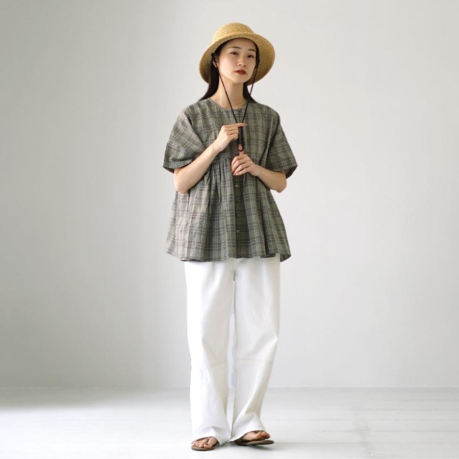 mao made（マオメイド） グレンチェック ブラウス / シャツ 半袖 五分