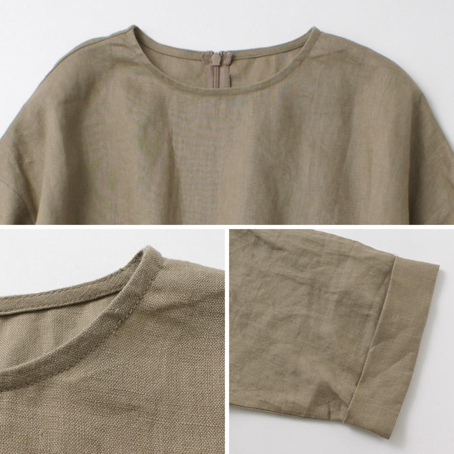 MAO MADE（マオメイド） カラー別注 ボリュームAライン リネン ワンピース / 半袖 五分袖 ロング マキシ 麻 透け感の画像