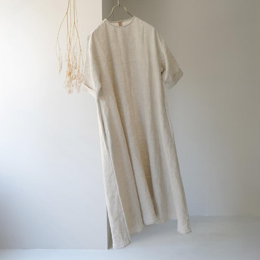 MAO MADE（マオメイド） カラー別注 ボリュームAライン リネン ワンピース / 半袖 五分袖 ロング マキシ 麻 透け感の画像