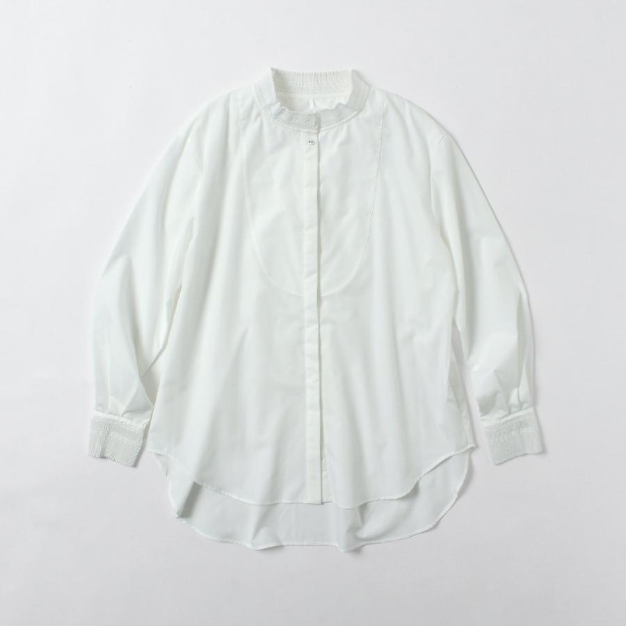 ホワイト コットン プリーツ 長袖シャツ WHYTO（ホワイト） WHYTO.（ホワイト） プリーツ デザイン ブラウス