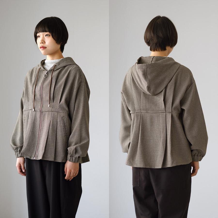 KELEN（ケレン） VESTY　ウエストタックデザイン フードジャケット / ライトアウター レディース チェック 千鳥 ジップ | Kelen | 15
