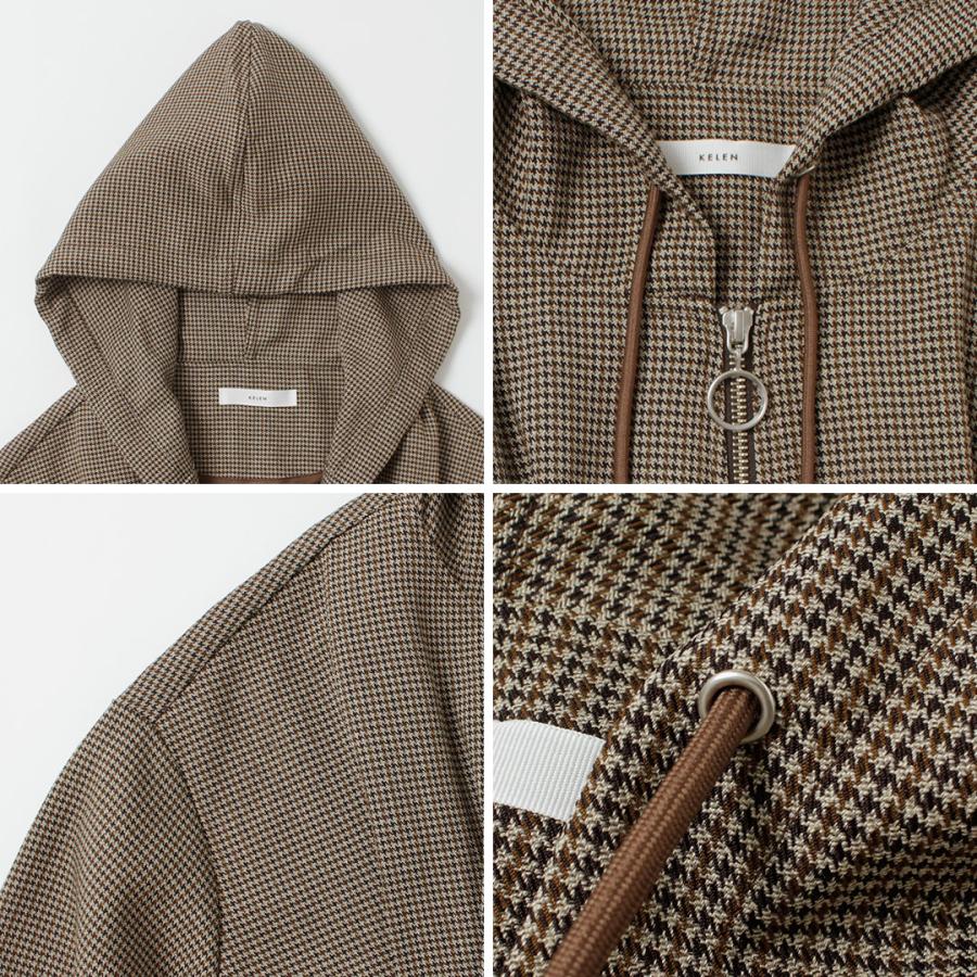 KELEN（ケレン） VESTY　ウエストタックデザイン フードジャケット / ライトアウター レディース チェック 千鳥 ジップ | Kelen | 17