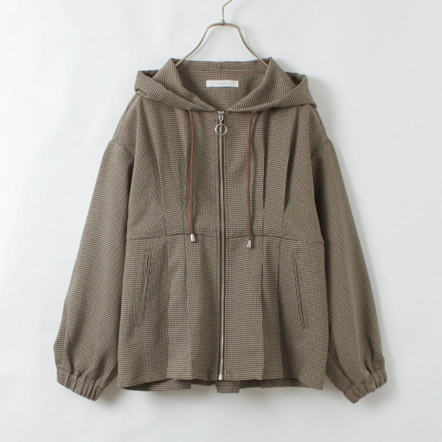 KELEN（ケレン） VESTY　ウエストタックデザイン フードジャケット / ライトアウター レディース チェック 千鳥 ジップ | Kelen | 05