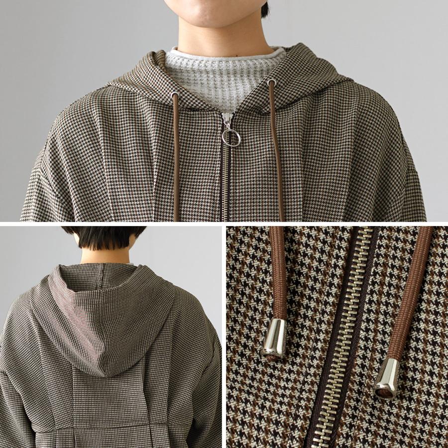 KELEN（ケレン） VESTY　ウエストタックデザイン フードジャケット / ライトアウター レディース チェック 千鳥 ジップ | Kelen | 11