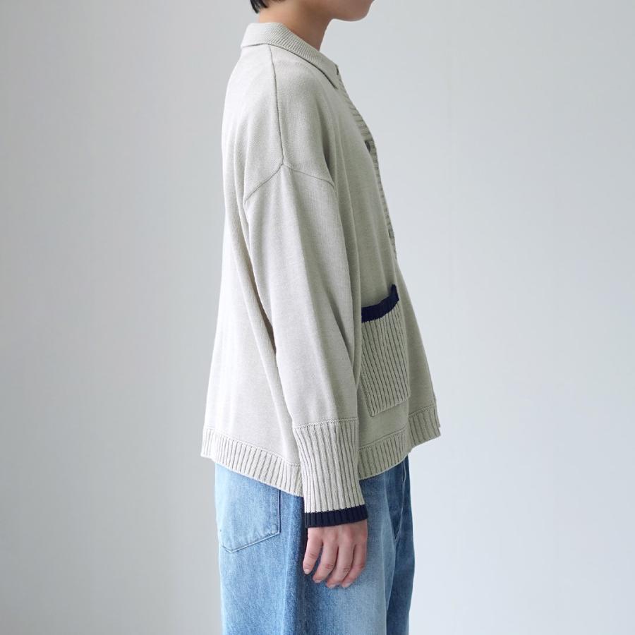 mao made（マオメイド） アクリルコットン 配色ライン ポロ