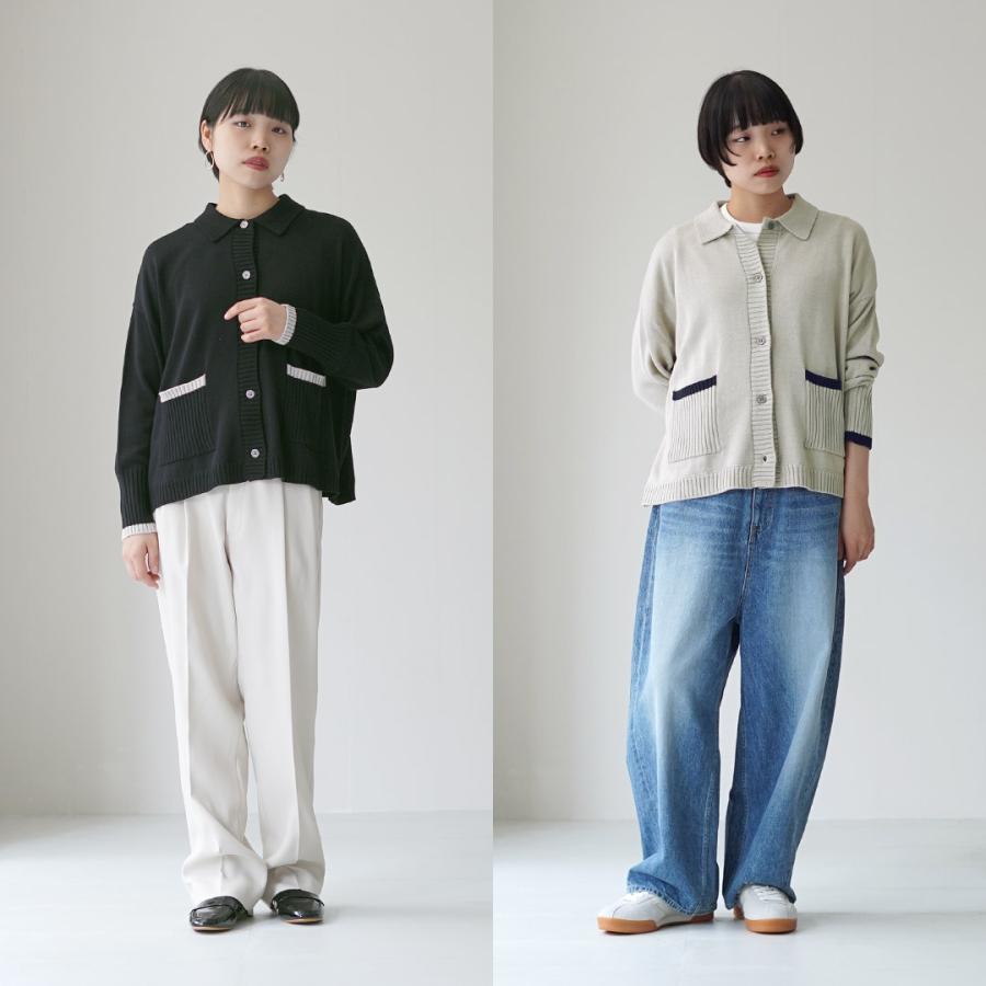 mao made（マオメイド） アクリルコットン 配色ライン ポロ