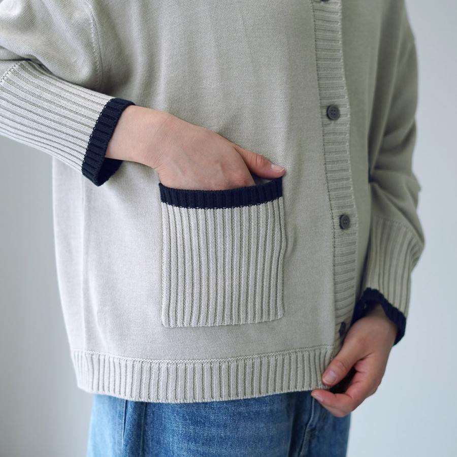 mao made（マオメイド） アクリルコットン 配色ライン ポロ