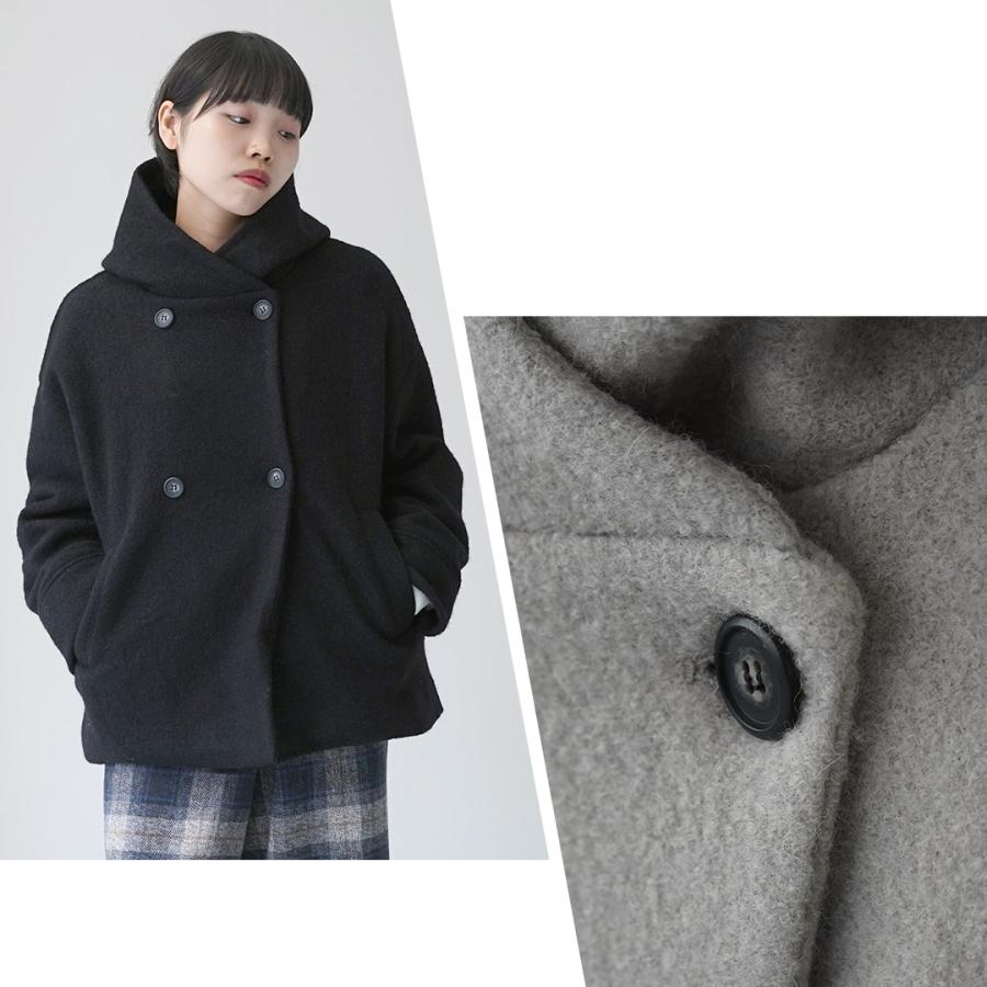 mao made（マオメイド） ダブルボタン ミドル フーディー ジャケット