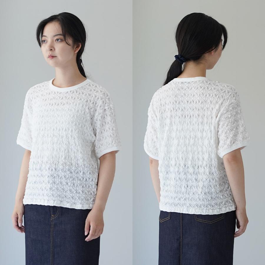 mizuiroind（ミズイロインド） ストレッチレース クルーネック Tシャツ
