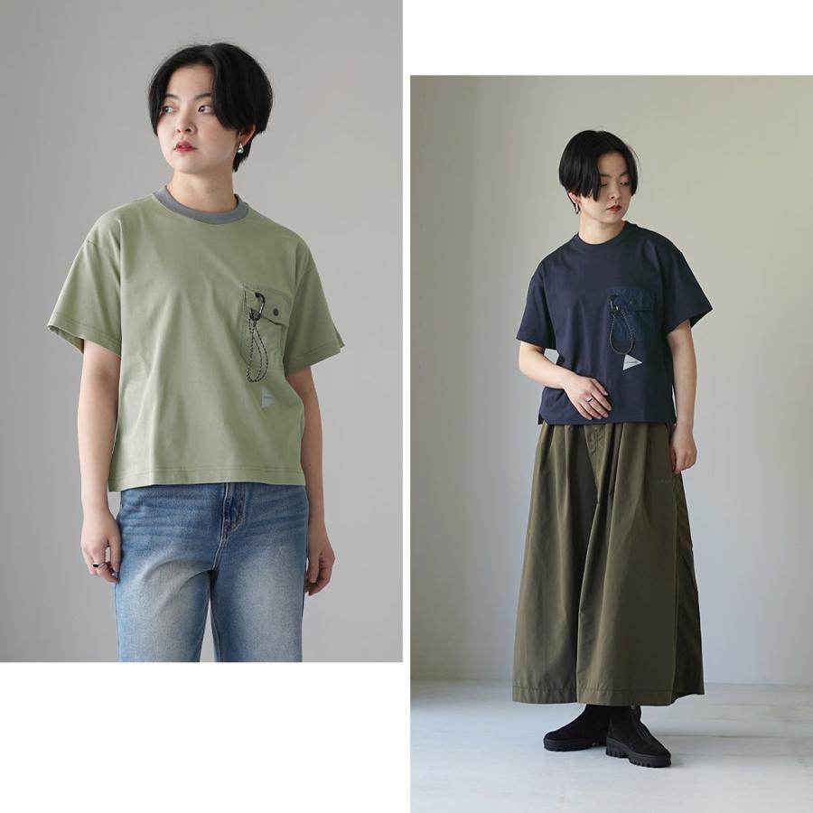 and wander（アンドワンダー） ポケットTシャツ W / レディース 半袖