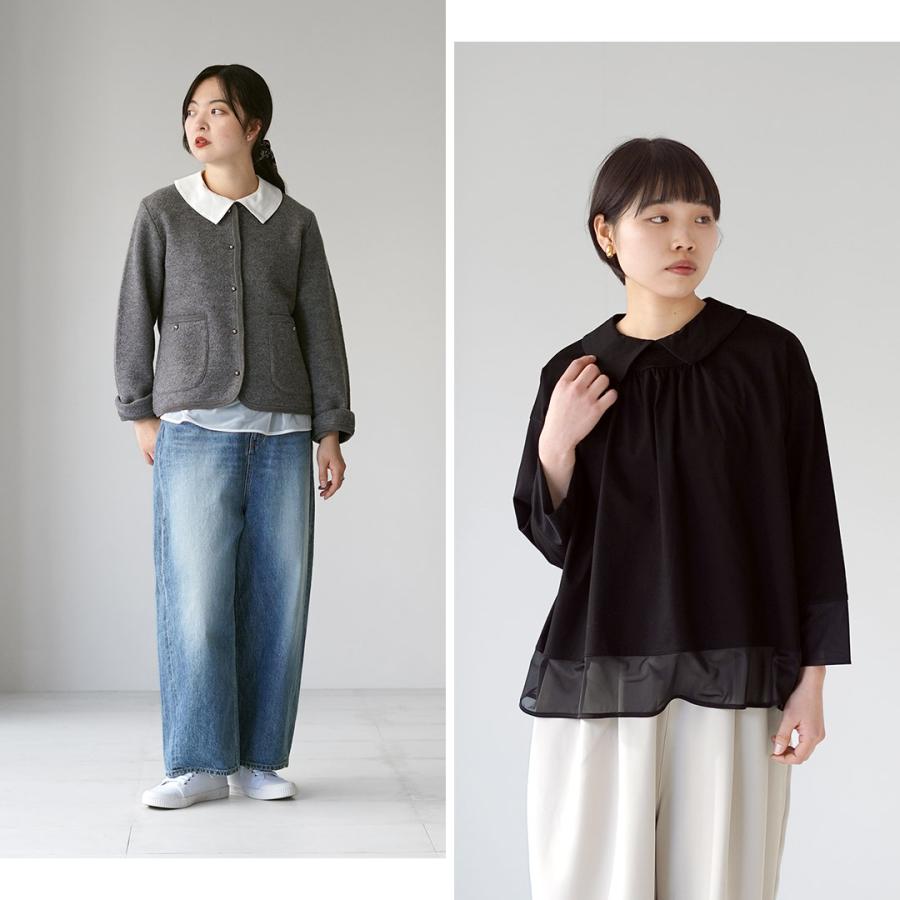 tumugu（ツムグ） コンパクト天竺×ソフトチュール 衿付きプルオーバー