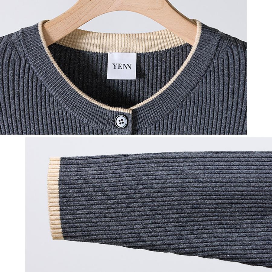 YENN YENN（イェン） ウールリブ クルー カーディガン / トップス