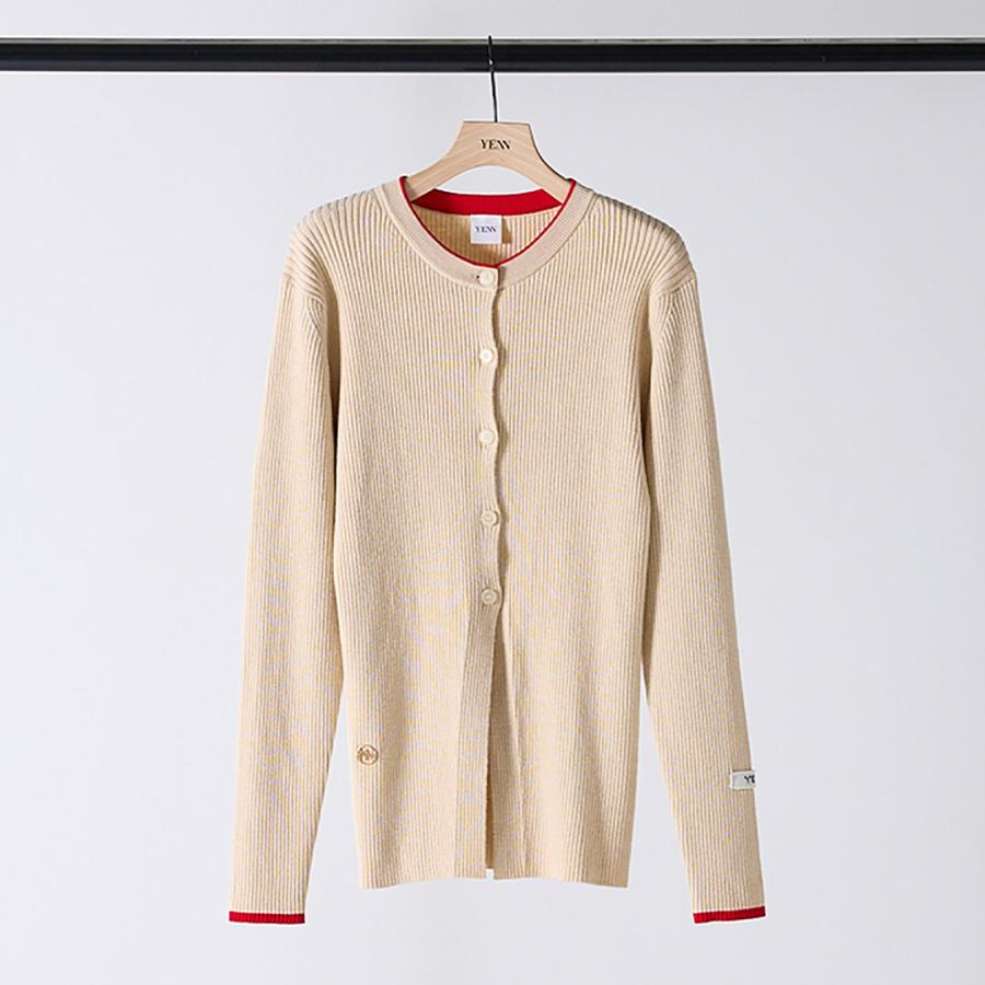 YENN イエン　カーディガン　今期　新品 YENN YENN（イェン） ウールリブ クルー カーディガン / トップス