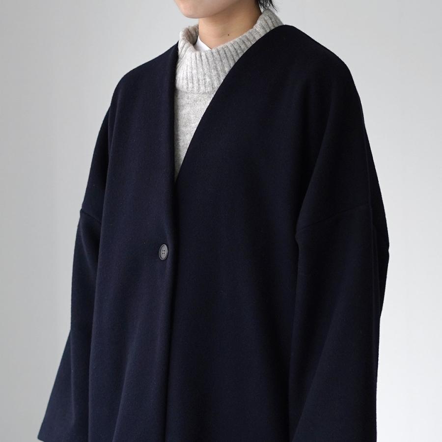 MAO MADE（マオメイド） パイルモッサー オーバーサイズ コクーンコート / レディース ノーカラー ミドル丈 無地_9