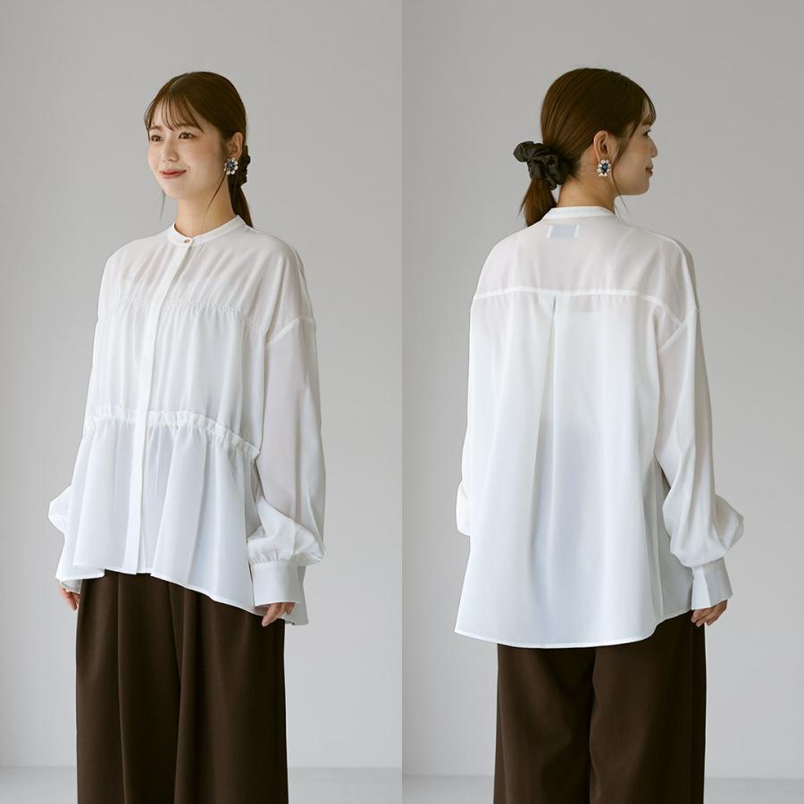 Drawer ホワイト 長袖シャツ　ドゥロワー　Yori Ohga DRAWER（ドゥロワー） 長袖ブラウス 36 ホワイト レディース