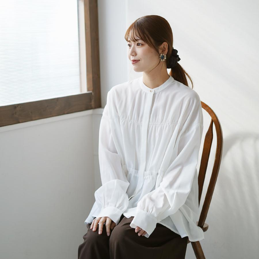 CYAN TOKYO（シアン トーキョー） シャーリング ティアードブラウス / ブラウス シャツ 長袖 バンドカラー オケージョン | CYAN TOKYO | 08