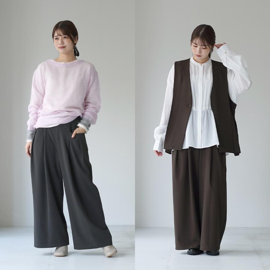 CYAN TOKYO（シアントーキョー） Wタック ストレッチワイド パンツ