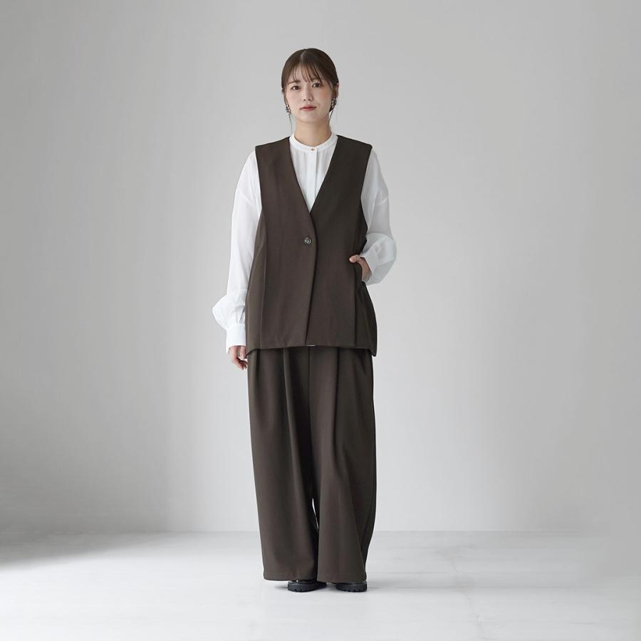 CYAN TOKYO（シアントーキョー） Wタック ストレッチワイド パンツ