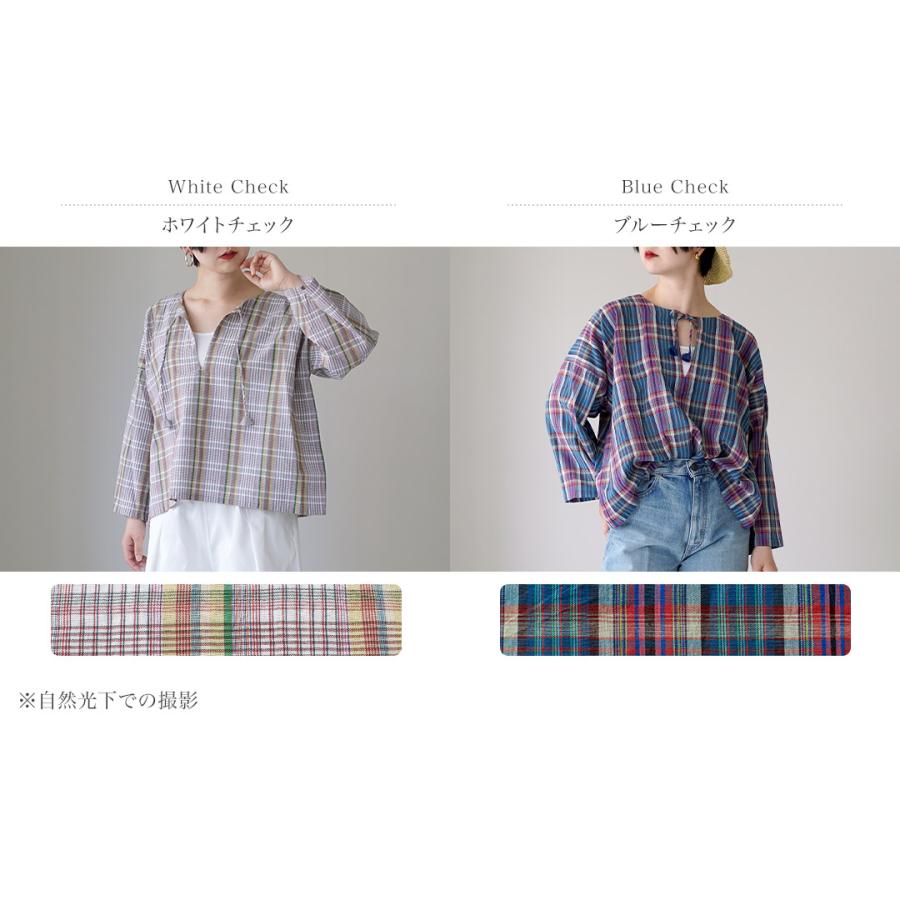 INDIA INDUSTRY（インディアインダストリー） カフタン チュニック / レディース シャツ ブラウス 長袖 チェックの画像