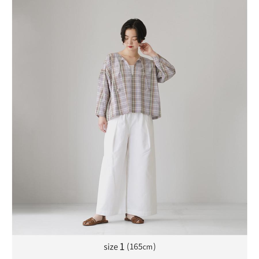INDIA INDUSTRY（インディアインダストリー） カフタン チュニック / レディース シャツ ブラウス 長袖 チェックの画像