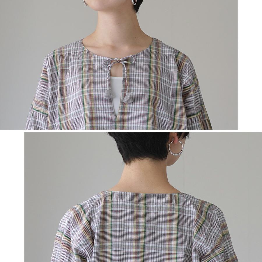 INDIA INDUSTRY（インディアインダストリー） カフタン チュニック / レディース シャツ ブラウス 長袖 チェックの画像