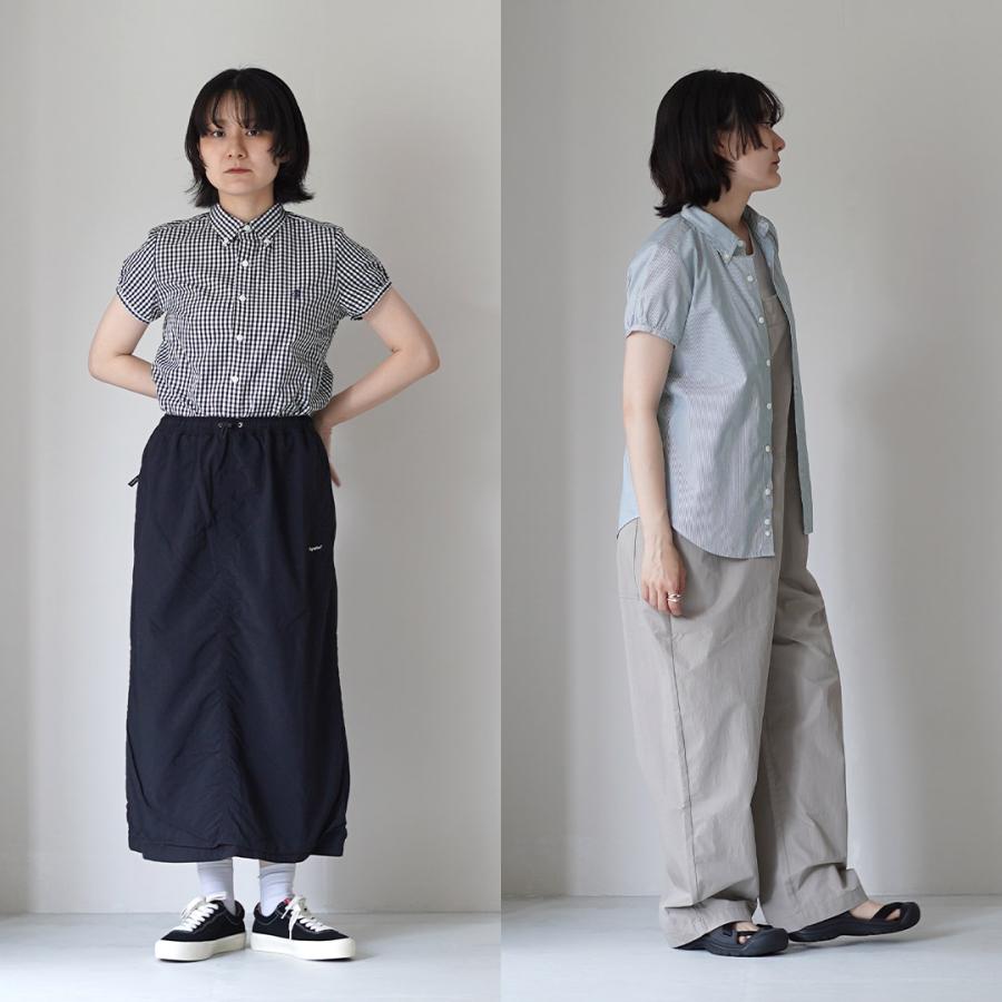 GYMPHLEX（ジムフレックス） フレンチスリーブ シャツ 日本製 / レディース 半袖 チェック ストライプの画像