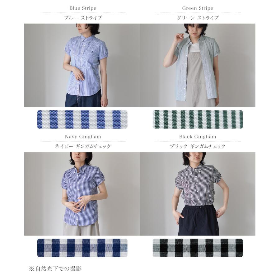 GYMPHLEX（ジムフレックス） フレンチスリーブ シャツ 日本製 / レディース 半袖 チェック ストライプの画像