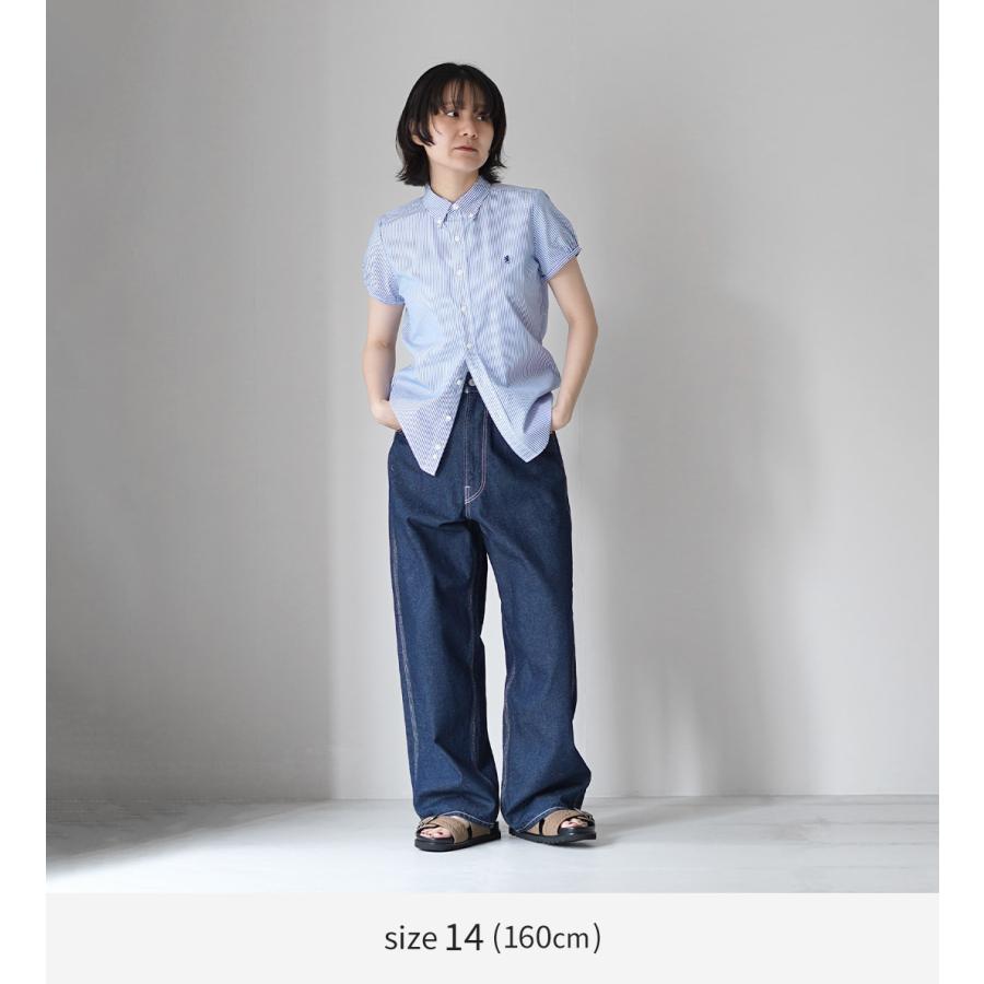 GYMPHLEX（ジムフレックス） フレンチスリーブ シャツ 日本製 / レディース 半袖 チェック ストライプの画像