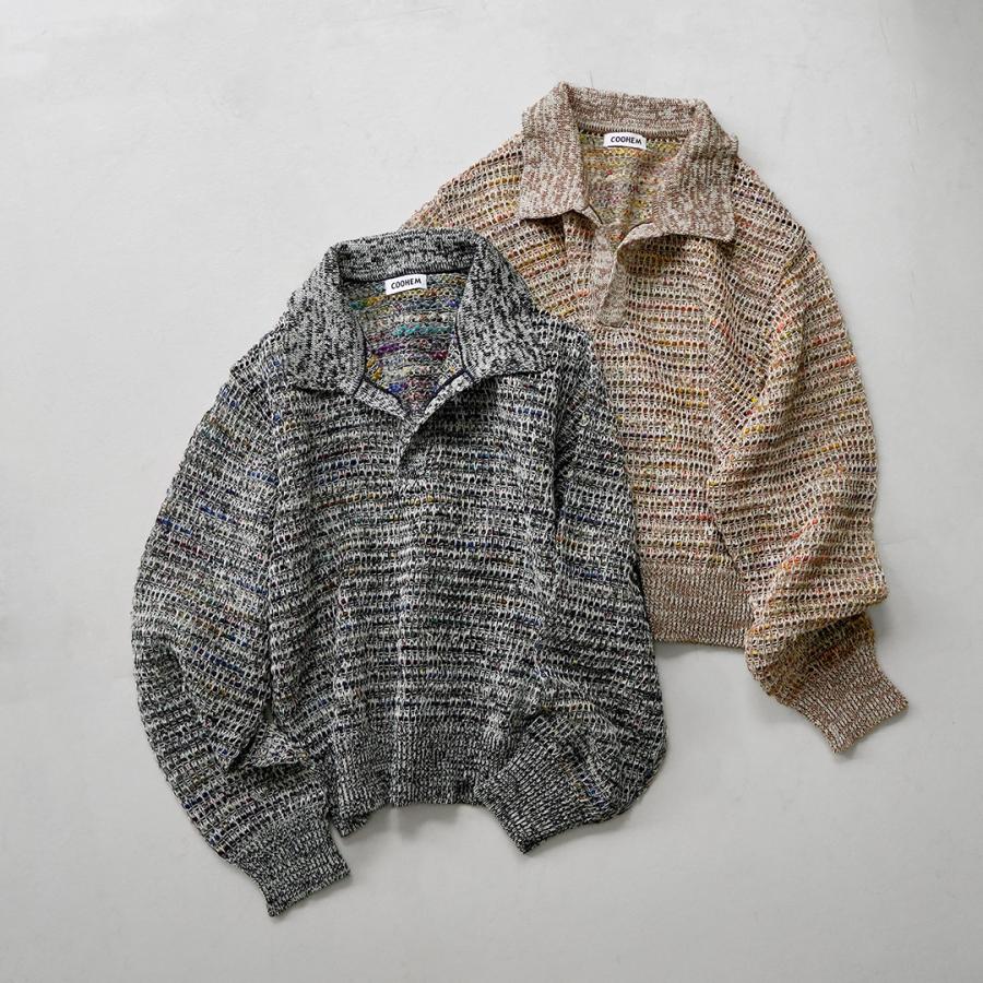 Coohem（コーヘン） ツィーディー メッシュニット プルオーバー 日本製 / レディース 長袖 ショート丈 シアー 米冨 YONETOMI ...