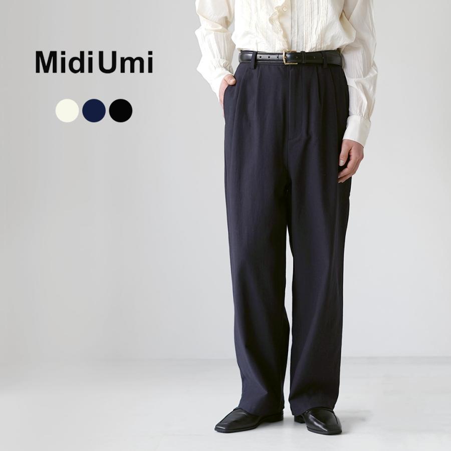 MidiUmi（ミディウミ） バックサテン 2タックパンツ / レディース