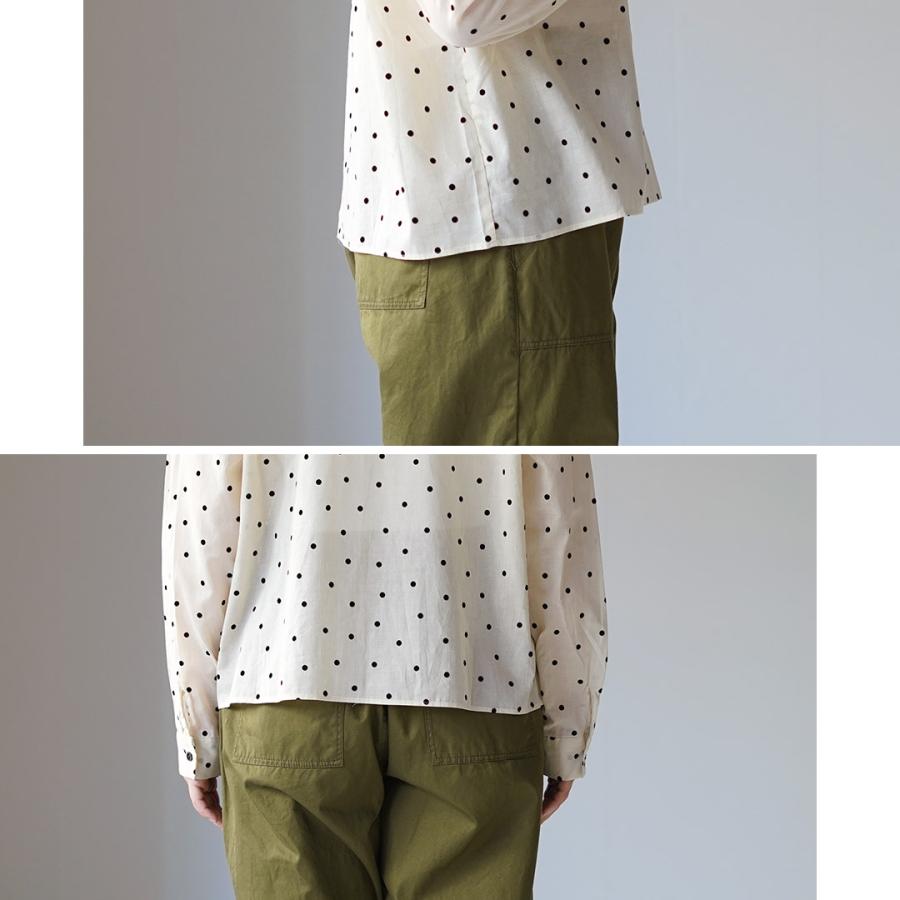 mizuiroind（ミズイロインド） フロッキードット プリントシャツ