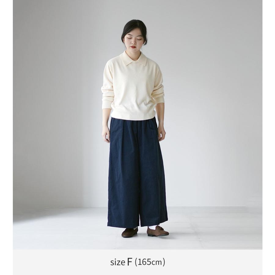 mizuiroindミズイロインド　コーデュロイワイドパンツ　ガウチョ　茶 mizuiroind（ミズイロインド） コーデュロイ タック ワイド パンツ