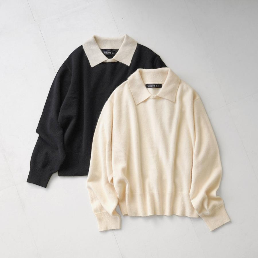 mizuiroind（ミズイロインド） ハイゲージ 襟付き ニット / プル