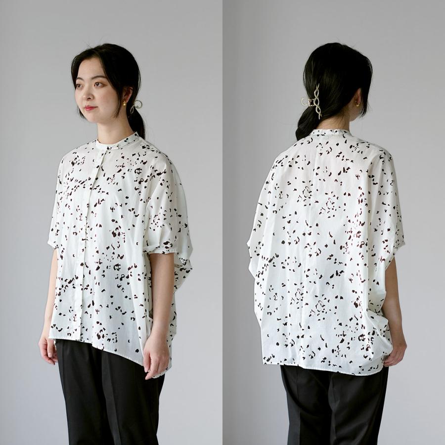 mizuiroind（ミズイロインド） プリント スタンドカラー コクーン