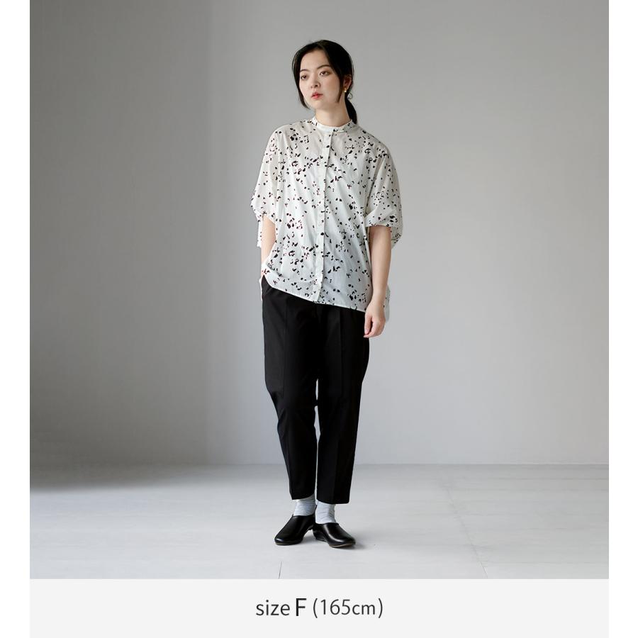 mizuiroind（ミズイロインド） プリント スタンドカラー コクーン