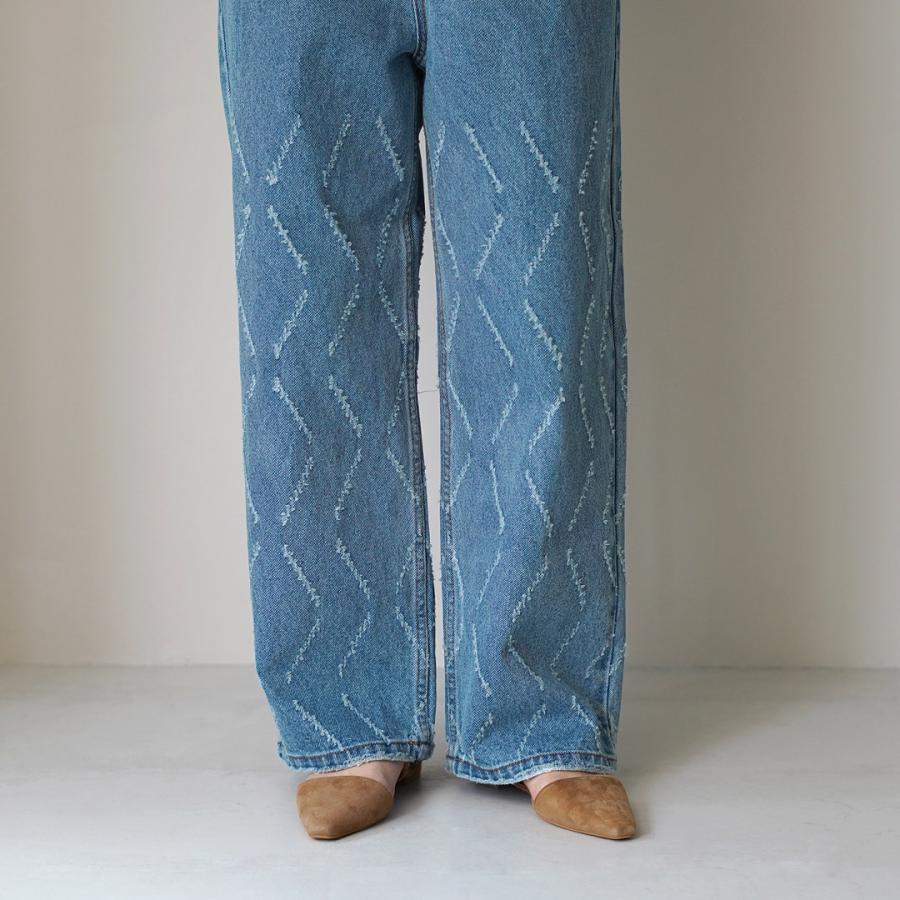 YENN YENN（イェン） レーザーカット ワイドデニム パンツ