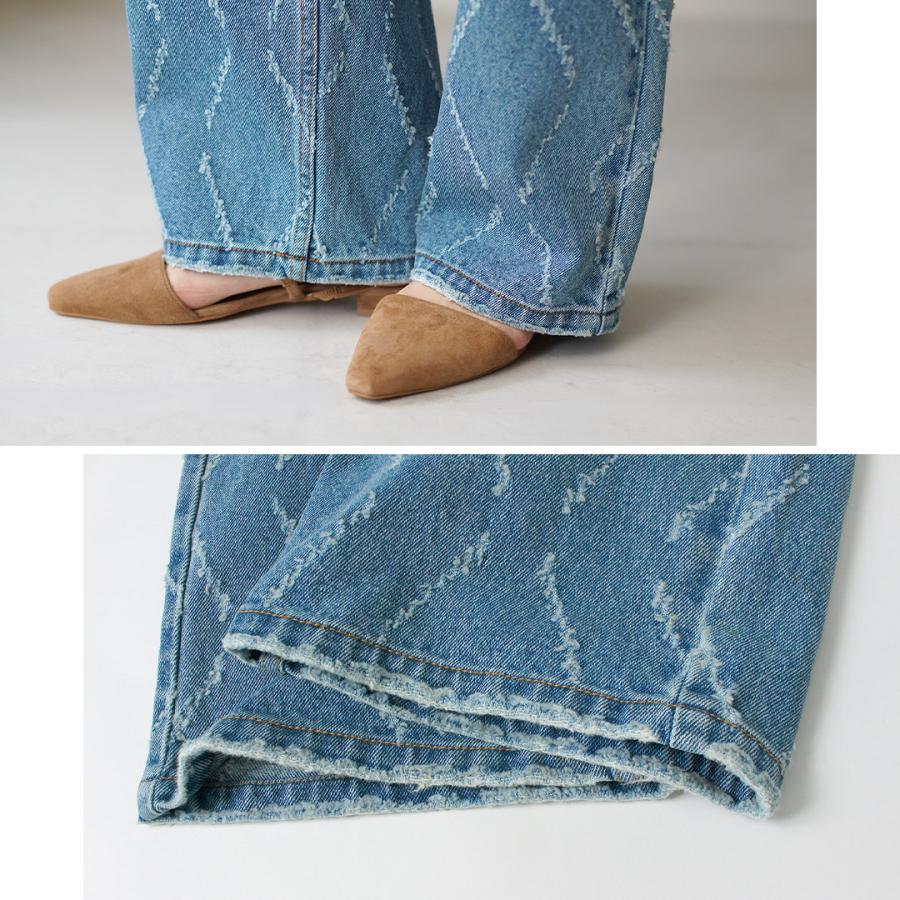 YENN YENN（イェン） レーザーカット ワイドデニム パンツ