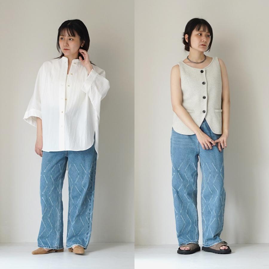 YENN YENN（イェン） レーザーカット ワイドデニム パンツ