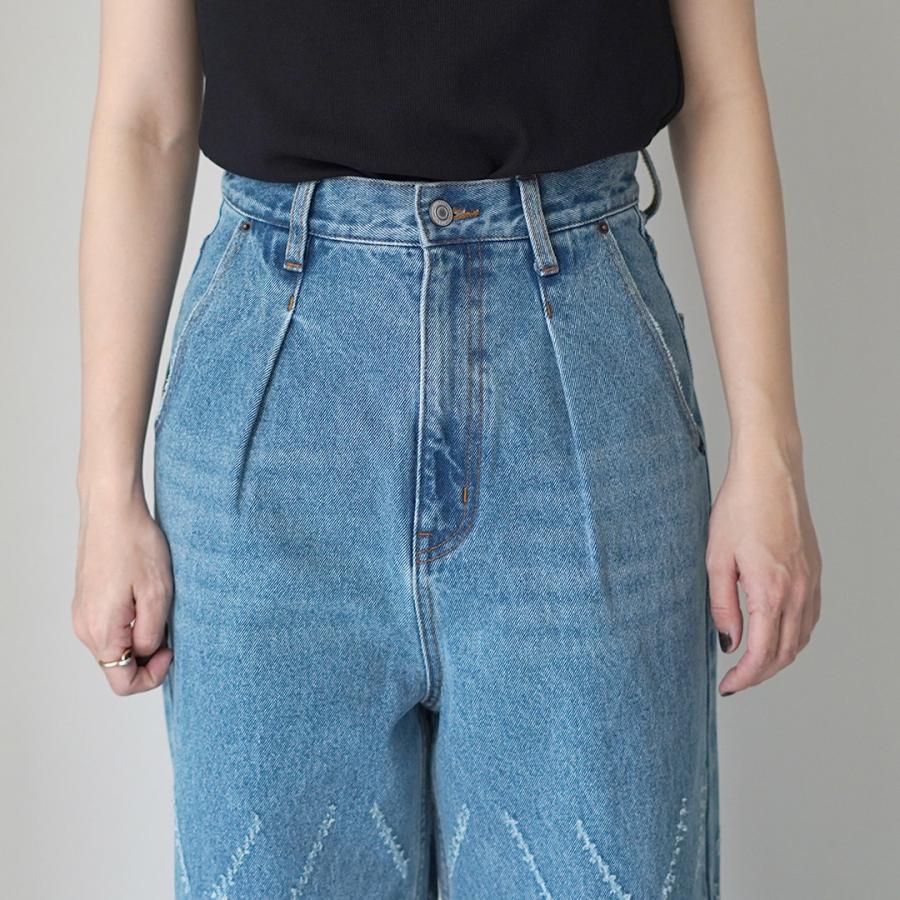 YENN YENN（イェン） レーザーカット ワイドデニム パンツ