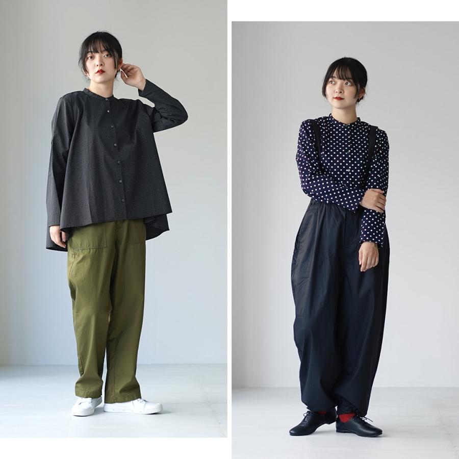 ミディウミ MidiUmi バンドカラーシャツチュニック ワイドTシャツ MidiUmi（ミディウミ） コットン Aライン バンドカラー シャツ A-line