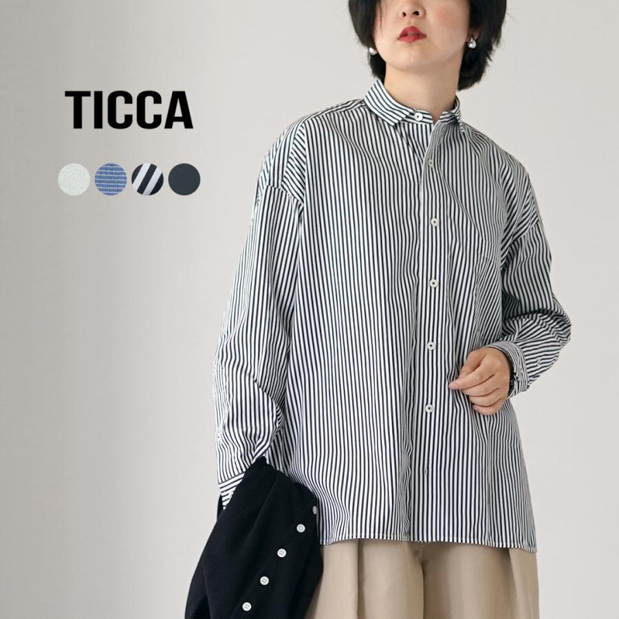 未使用級✨ TICCA ティッカ スクエアビッグシャツ ストライプ コットン　F TICCA（ティッカ） スクエア ビッグシャツ 日本製 / レディース 長袖