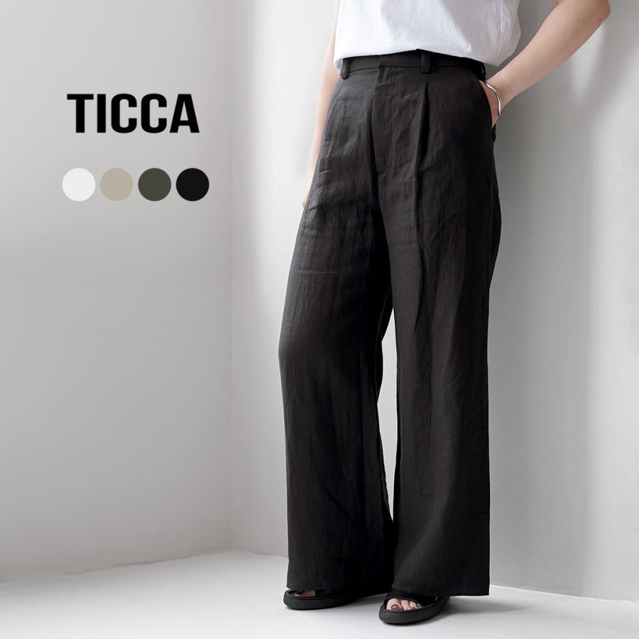 TICCA（ティッカ） リネン ワイドタックパンツ 日本製 / レディース