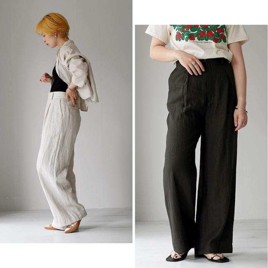 TICCA（ティッカ） リネン ワイドタックパンツ 日本製 / レディース