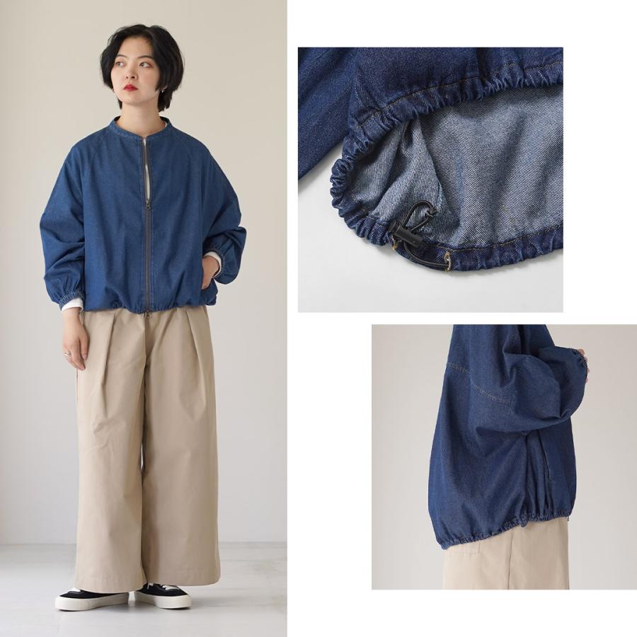 【 meemoo'sハンドメイド 】2L〜3L●紬織ブルー● mao made（マオメイド） 別注 T/Cデニム ドルマンスリーブ ジャケット
