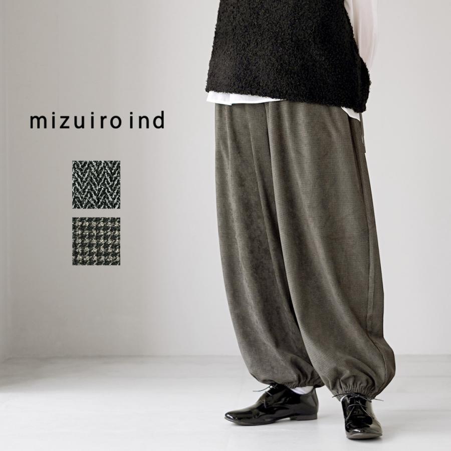 mizuiroind（ミズイロインド） ベロアプリント ドローストリングパンツ