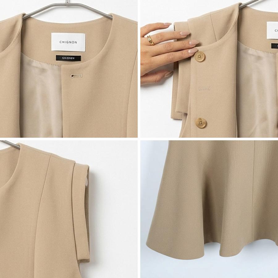 【ほぼ新品】　CHIGNON シニヨン　ワークテーラードジレ　ベージュ CHIGNON（シニヨン） 【予約販売：1月上旬発送予定】 ソフトツイル